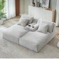 thumbnail image 4 of MAYEERTY Compressible Corduroy Double Chaise Sofa, Modern Sectional Loveseat with Cup Holders for Living Room, 71*62*34"Light Grey, 4 of 16