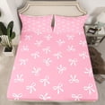thumbnail image 2 of Feelyou Kid Kawaii Bowknot Bed Sheets, Cartoon Pink Butterly King Sheets, 4pcs, 2 of 7