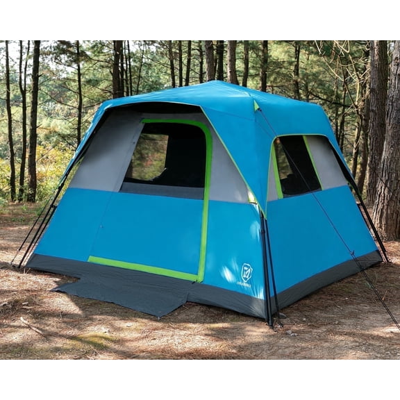 EVER ADVANCED 6 Person Blackout Camping Tent, Instant Family Tents, 60 s Quick Setup, Water-Resistant, Blue