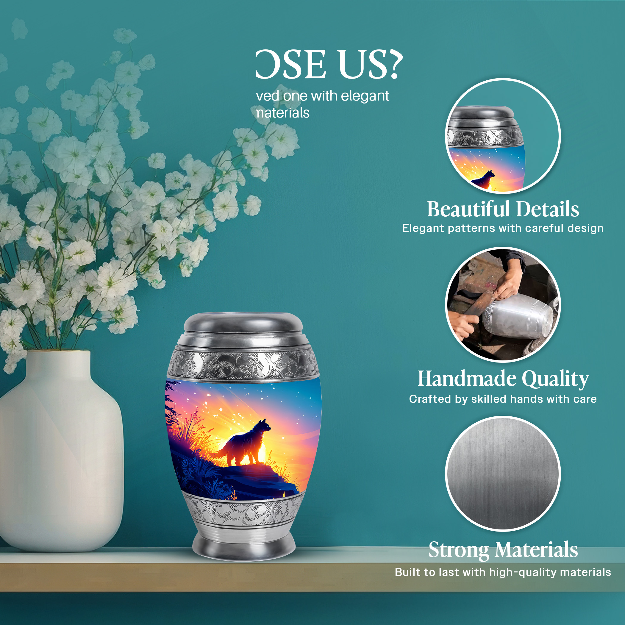 SABURIAL Cat Mini Urns for Human Ashes Keepsake - Keepsake Burial Urn for Ashes for Men - Small Cremation Urns for Women Ash - 3 Inch - Memorial Tiny Funeral Urn