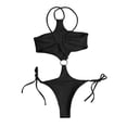 thumbnail image 3 of Sngxgn Women Swimsuit Tummy Control Bathing Suit Sexy Plunge V Neck Swimwear(Black,M), 3 of 8