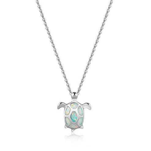 White Lizard Glitzs Jewels 925 Sterling Silver Created Opal Pendant for Necklace in Gift Box