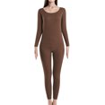 thumbnail image 1 of Minnieouse Conjunto de ropa interior de mujer Calzoncillos largos térmicos de color sólido Calzoncillos cálidos para clima frío Baselayer Ropa Ropa interior Mujeres café oscuro, 1 of 6