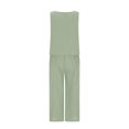 thumbnail image 5 of Casual Linen Sets for Women Summer 2 Piece Outfits Solid Sleeveless Crop Tops Seamless Elastic Waist Wide Leg Capris Pants Two Piece Matching Sets, 5 of 9