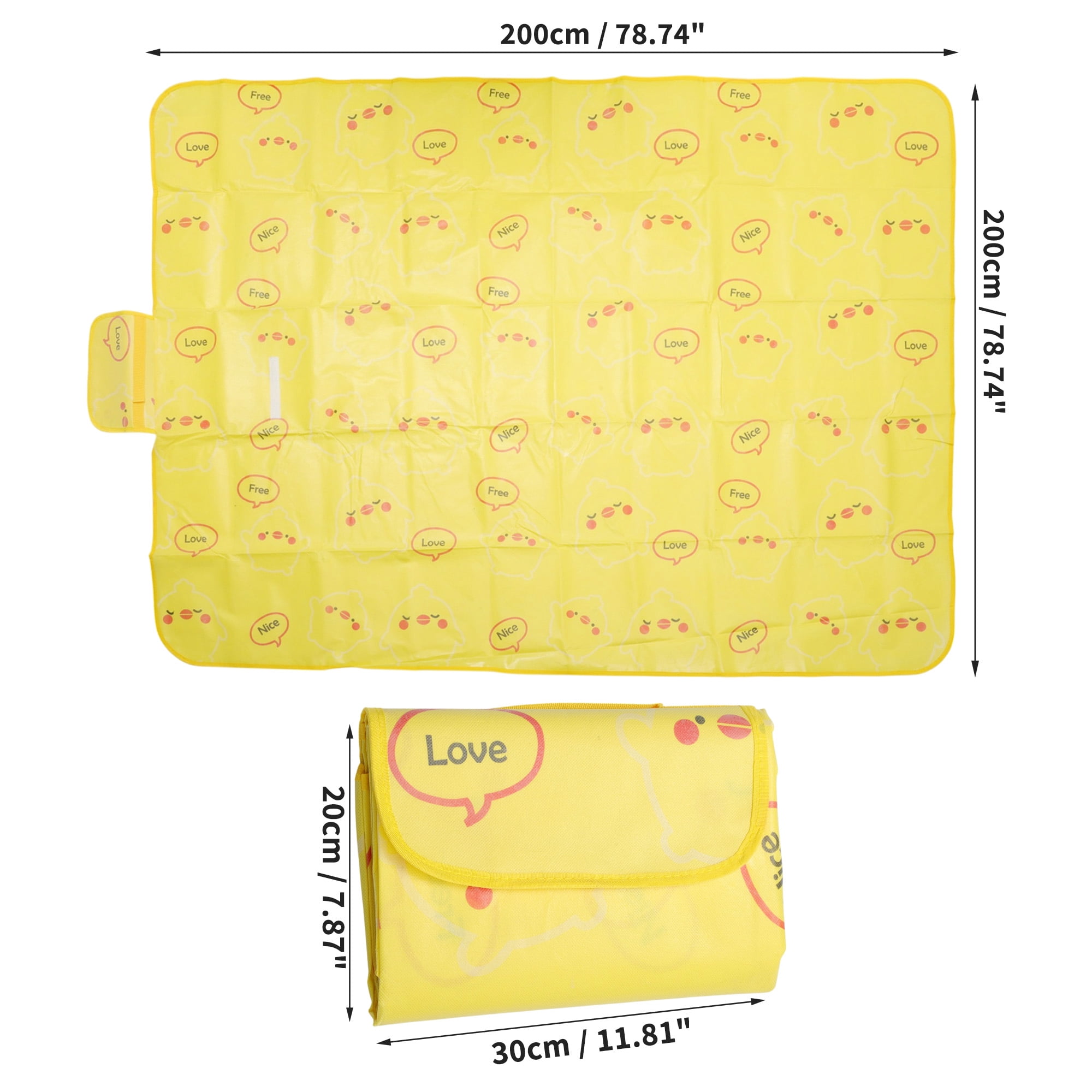 Unique Bargains Picnic Blanket Beach Mat Lightweight with Handle Yellow 200x200cm