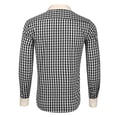 thumbnail image 6 of XIAOCHA Men's Gingham‑Print Button‑Up Shirt Long‑Sleeve Spread‑Collar Urban Hangout Button‑Down Top, Black, Sizes L, 6 of 6