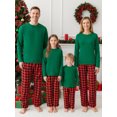 thumbnail image 5 of AIGUR Matching Christmas Pajamas for Family Long Sleeve Solid Color Pullover + Plaid Pants Set Loungewear, 5 of 11
