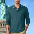 thumbnail image 2 of LNZGNM Henley Shirts for Men Quick Drying 1/4 Button Solid Color T Shirts Loose Breathable Long Sleeve Shirts Athletic Workout Lapel Tops,Dark Blue M, 2 of 9
