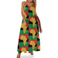 thumbnail image 1 of Vestido elegante sin mangas con la bandera panafricana dorada y símbolo africano de África para mujer, 1 of 7