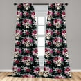 thumbnail image 4 of Ambesonne Floral Goth Art Curtains, Skulls Bouquet Art, Pair of 28"x63", Pale Ruby Laurel Green, 4 of 5
