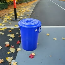 FENGGUIQU Round Trash Can Lid Plastic Blue 1Set Windproof for Residential Areas