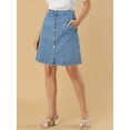 thumbnail image 5 of INSPIRE CHIC Women's Denim Skirts Solid Color A-Line High Waist Button Front Casual Jean Skirt M Light Blue, 5 of 8