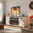 thumbnail image 4 of BaPiPro 80" Barn Style Fireplace TV Stand for TVs up to 90", Large Entertainment Center with 36" Electric Fireplace, Media Console for Home Living Room, White, 4 of 8