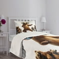 thumbnail image 3 of Ambesonne Funny Bear Quilted Bedspread Set 2 Pcs, Dancing Huge Glasses, Twin Size, Chocolate White, 3 of 5