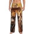 thumbnail image 2 of Picia Western Cowboy Guinea Pig Mens Soft Woven Cotton Elastic Waistband Sleep Pajama Pant Lounge Sleep Pant With Pockets And Drawstring-Large, 2 of 9