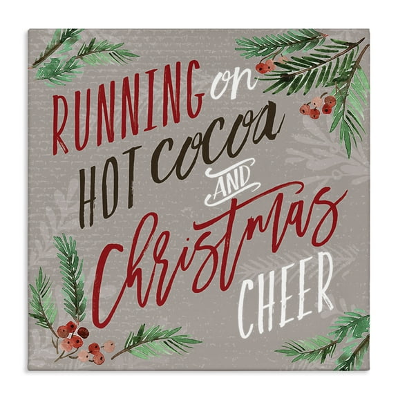 Stupell Industries Cocoa & Christmas Cheer Holiday Painting Gallery Wrapped Canvas Art Prints Wall Art, 17 x 17