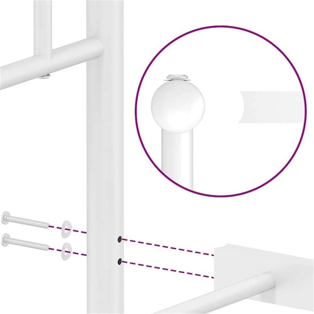 Pemberly Row Powder-Coated Steel King Size Bed Frame in White