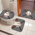 thumbnail image 5 of Baseball Bathroom Rugs Set Sports Gray Background Cartoon Non Slip Absorbent Soft Bath Mats 3 Piece Set with Bathroom Rug, U-Shaped Floor Mat, Toilet Seat Cover Small Size, 5 of 9