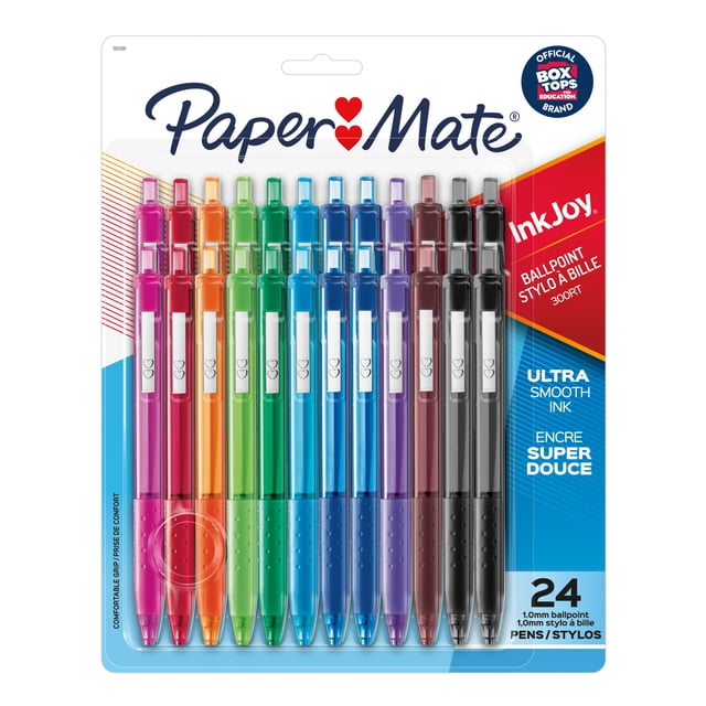 Paper Mate InkJoy 300RT Ballpoint Pens, Medium Point (1.0 mm), Retractable, Assorted Colours, 24 Count