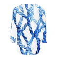 thumbnail image 4 of Charella Women's Casual 3/4 Sleeve T-Shirts Fashion Printed Crew Neck Tunic Tops Basic Tees Loose Fit Blouses (XL, Blue), 4 of 5