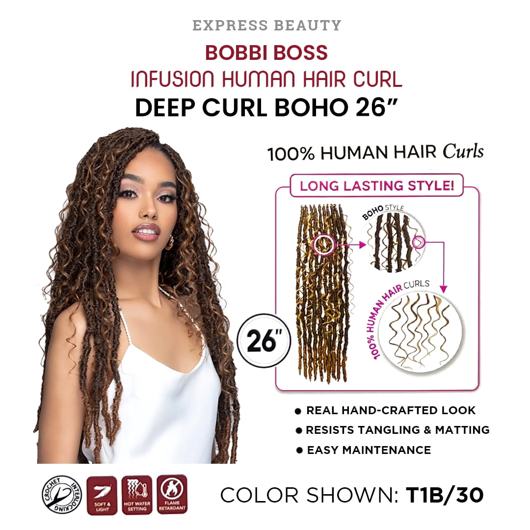 Ebo Bobbi Boss Infusion Human Hair Curl Crochet Braid Deep Curl