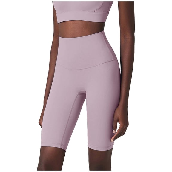 dazeni Women's High Waisted Biker Shorts 6'' Seamless Buttery Soft Athletic Stretch Shorts Tummy Control Shorts for Casual Gym Yoga Workout Pink Medium