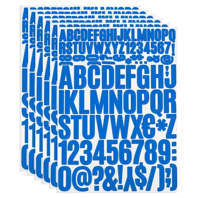 Uxcell Letras y Números de Vinilo Kit de Calcomanías, Calcomanías Autoadhesivas para Buzón, Señal Azul Claro 612 Piezas 6 Hojas