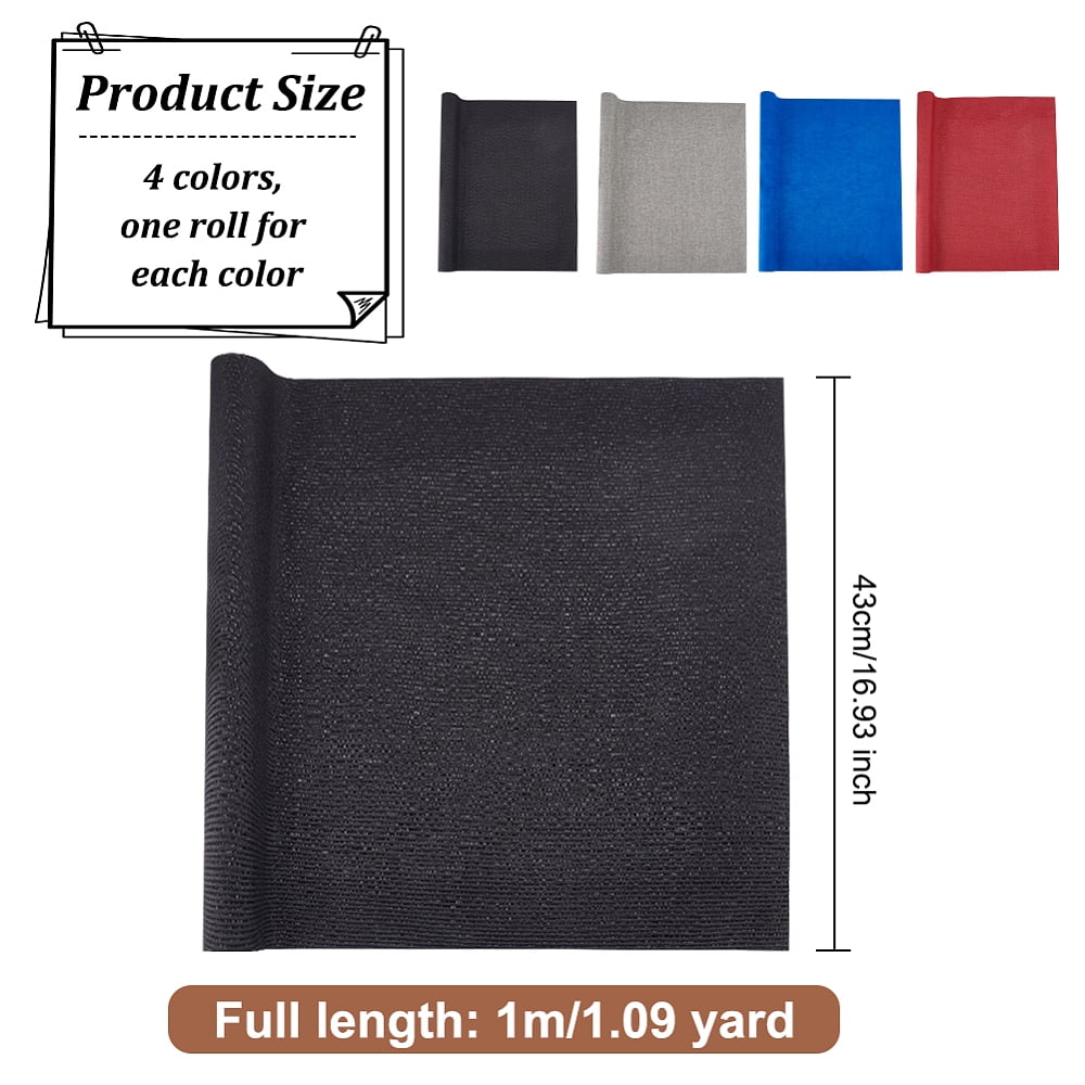 4Pcs 4 Colors DIY Imitation Leather Cloth with Paper Back for Book Binding Velvet Box Making Mixed Color 430x1000mm 1pc/color