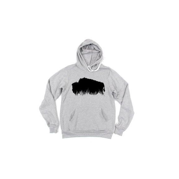 Buffalo Hoodie, Grass Buffalo, Bison Hoodie, Unisex Hoodie, Gift For Him, Buffalo Lover, Bison Gift, Gift For Her, Funny Hoodies, Bison, Grey (Black Text), LARGE
