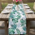 thumbnail image 4 of Green Monstera Leaves Table Runner 70 Inches, Tropical Blue Palm Leaf Botanical Summer Bed Runner Dresser Scarves Tabletop for Indoor Outdoor Parties/Ceremony/Banquet, 13" x 70", 4 of 9