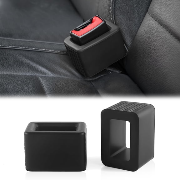 RIONIMA 2 Pack Car Seat Belt Buckle Holder, Flexible Silicone Buckle Booster, Seat Belt Raiser for Easy Buckle Access Auto Interior Accessory Safety Comfort (Black)