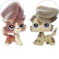 thumbnail image 1 of 2pcs Custom-Made Flocked Animal Figure Fuzzy Collie Great Dane Dachshund Cocker Spaniel Dog Short Hair cat Old Pet Shop Toy Birthday Party Favor (#675 and #2291), 1 of 7
