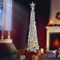 thumbnail image 4 of Árbol de Navidad HMASYO Tinsel de 1,5 m con 50 luces LED y lentejuelas, 4 of 7