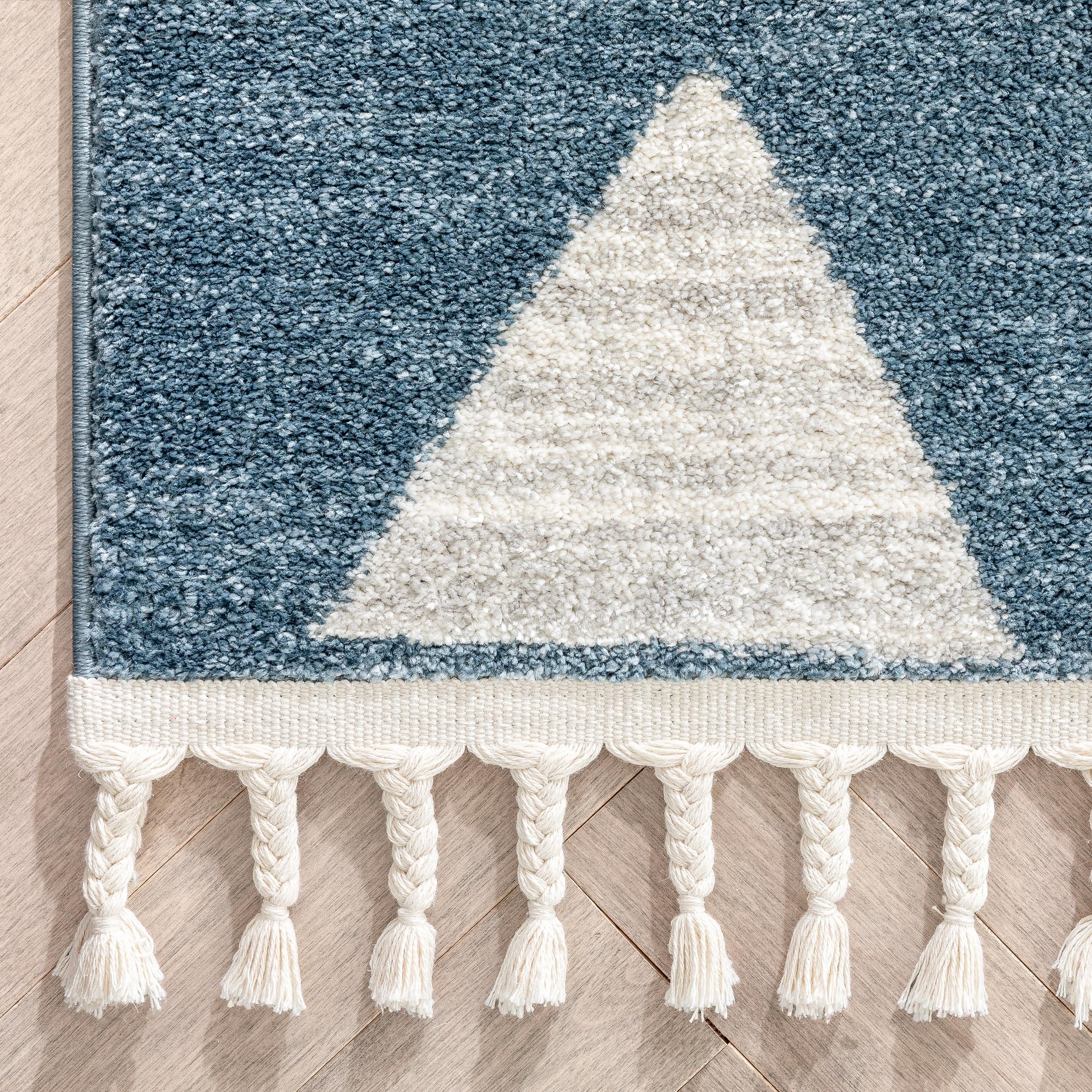 Well Woven Kennedy Triangles Modern Geometric Kids Blue 2'3" x 7'3" Runner Rug