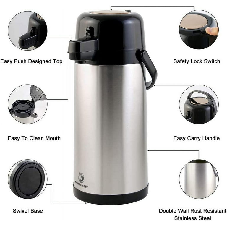 Thermal Coffee Carafe 102OZ, Goteble Double Wall Vacuum Flask, 3L Large Capacity Suitable for Large Family and Small Party Silver