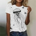 thumbnail image 4 of Tops de Ajuste Suelto para las Mujeres Sudadera Casual Impresa Manga Corta Cuello Redondo Superior, Poliéster, 4 of 4