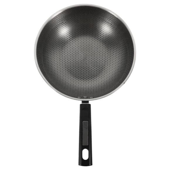 OUNONA 1Set Frying Pan Nonstick Honeycomb Stainless Steel Bakelite Flat Bottom for Eggs Steak Cooking 11.8*7.9*3.5in