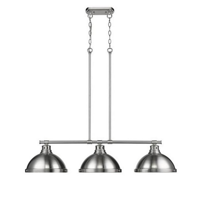 Golden Lighting 3602-3LP PW-PW Duncan 3 Light Linear Pendant in Pewter with Pewter Shades