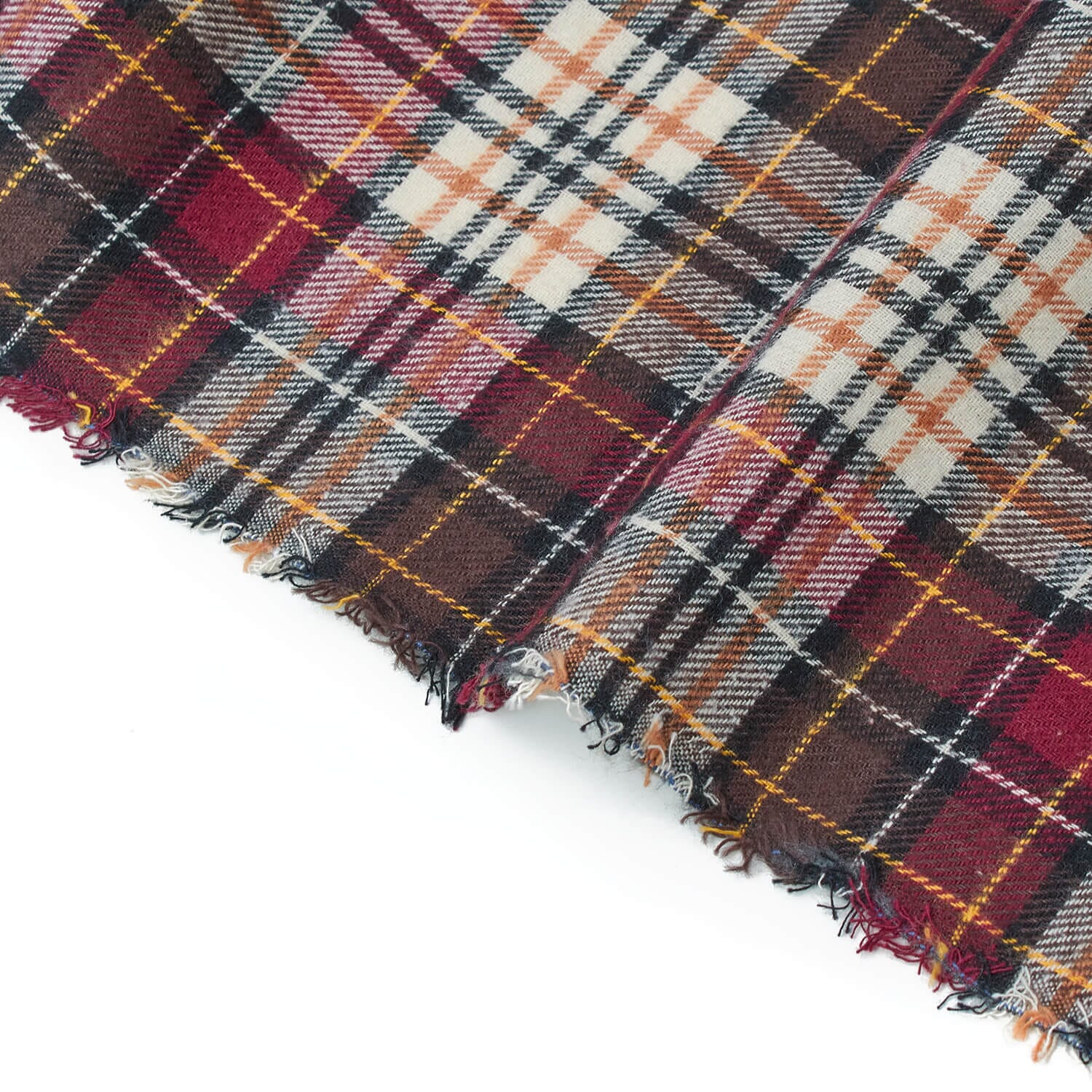 Flannel Brushed Hypoallergenic Cotton Tartan Plaid Geometric Simon Yarn Dyed Fabric By The Yard For Sewing Apparel, Accessories, & Décor - Burgundy / Beige (10 Yards)