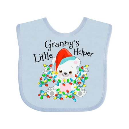 

Inktastic Granny s Little Helper Cute Polar Bear with Christmas Lights Gift Baby Boy or Baby Girl Bib