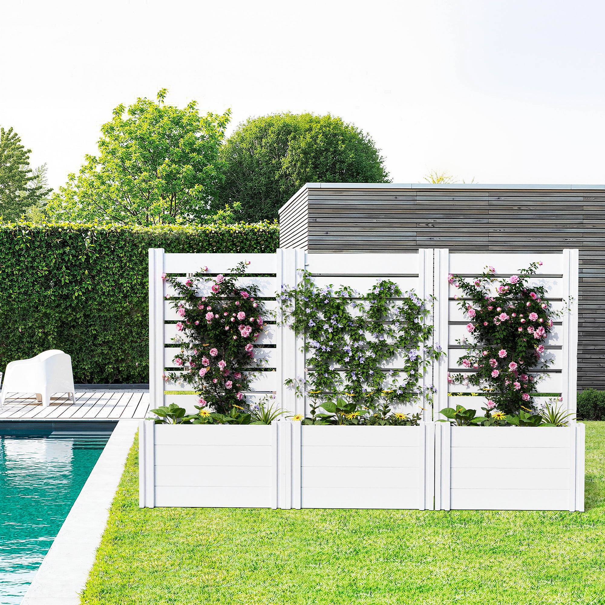 MAYEERTY 47.2"×23.6"×11.8" White PVC Rectangular Planter Box - Lightweight, Weather-Resistant for Gardens