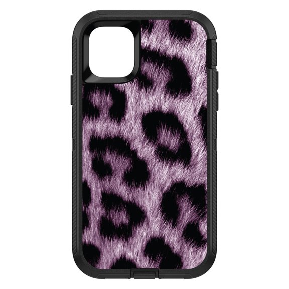 DistinctInk Custom SKIN / DECAL compatible with OtterBox Defender for iPhone 11 Pro MAX (6.5" Screen) - Purple Black Leopard Fur Skin Print