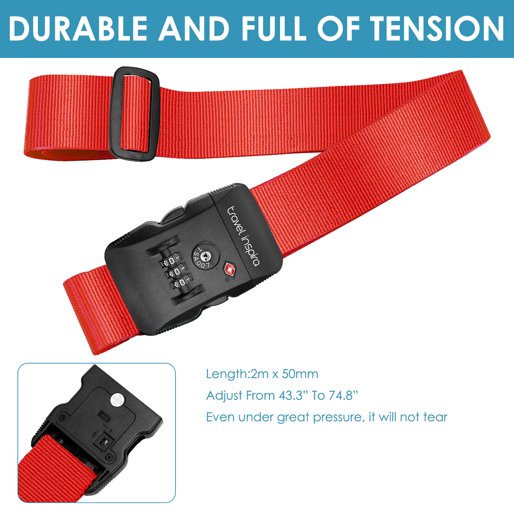 Travel Inspira TSA Luggage Strap Red photo 6