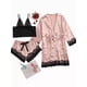 thumbnail image 2 of 4 Piezas Pijama Satin Conjunto Sexy Encaje Ropa Para Dama, 2 of 8