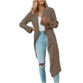 thumbnail image 2 of AOOCHASLIY Ladies Coat Clothes Women's Lapel Solid Color Long Casual Trench Coat Long Sleeved Hoodless Casual Coat/jacket, 2 of 5