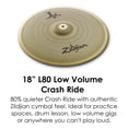 thumbnail image 3 of Set de platillos Zildjian L80 Low Volume LV468 Hi-Hats de 14 pulgadas + 16 pulgadas+ 18 pulgadas Crash Ride, 3 of 5