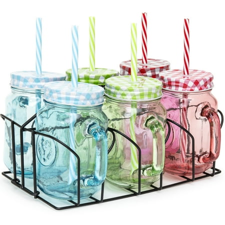 best choice products set of 6 glass mason jars reusable bpa free