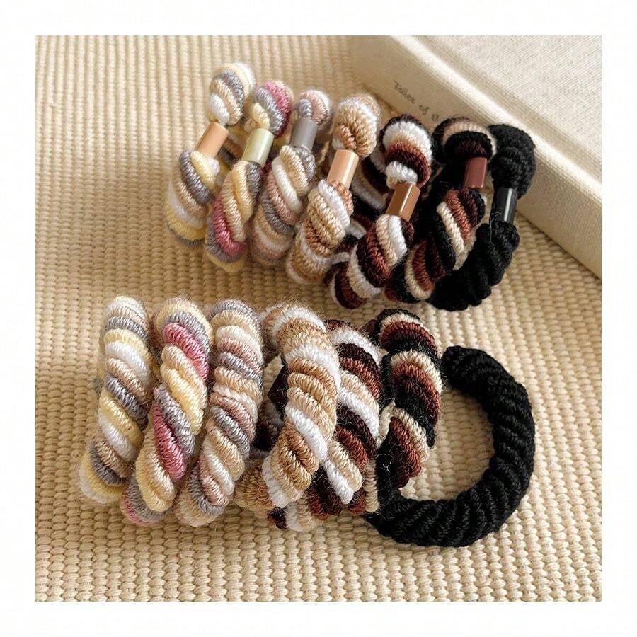 Twist Gray Yellow Knotted Braided Hair Band With High Elasticity And Soft Grip For Gentle Ponytail Styling
