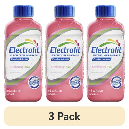Electrolit Strawberry Kiwi Electrolyte Beverage, 21 fl oz, 3 Pack