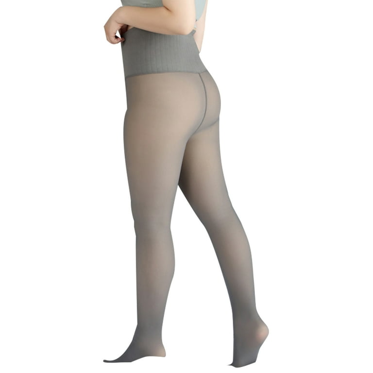 Lumento Ladies Tummy Control Workout Pantyhose Lightweight Opaque Leggings  Slimming Footed Tights Gray-Foot S/M